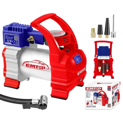 Avtomobil üçün Təkər Şişirdici Emtop Markası Avtomatik Kompressor 12V 10atm EMTOP EAAC3501 Mini Hava Kompressoru 10A 12V